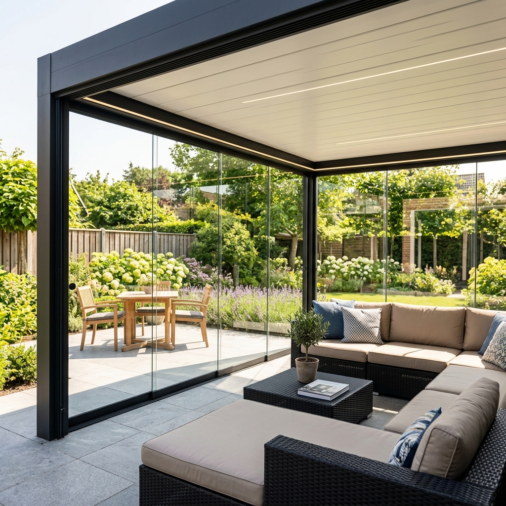 Premium glazen schuifwand veranda