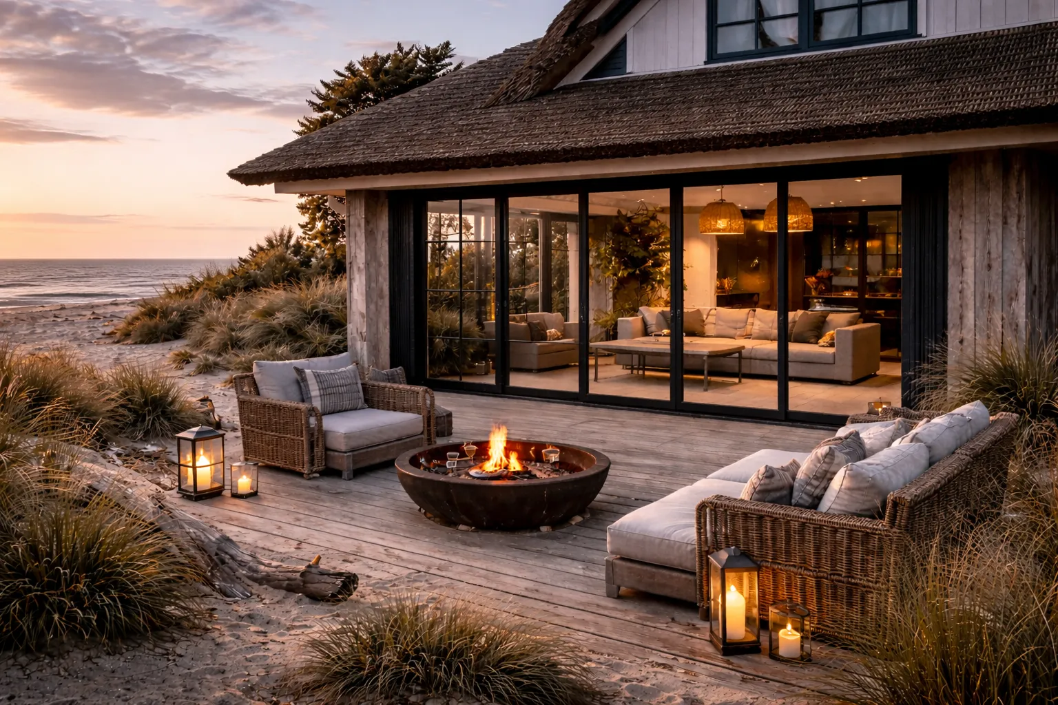 Glazen schuifwand strandlocatie