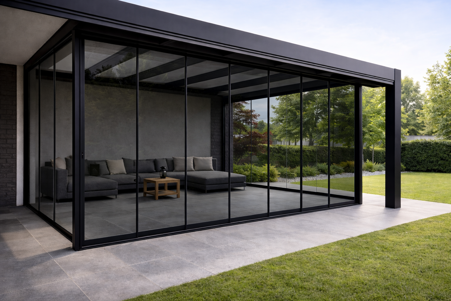 4-spoor rails met getint glas